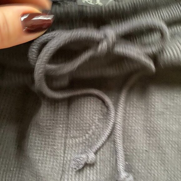 𝅺RDI Bnwot Waffle Joggers New Stretch Drawstring Black Pants - Picture 6 of 13